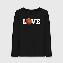 Лонгслив хлопковый женский Баскетбол LOVE, цвет: черный