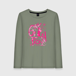 Лонгслив хлопковый женский GIRL FIGTH женская драка, цвет: авокадо
