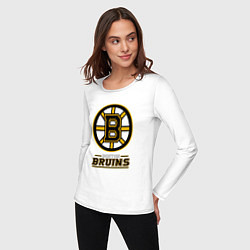 Лонгслив хлопковый женский Boston Bruins , Бостон Брюинз, цвет: белый — фото 2