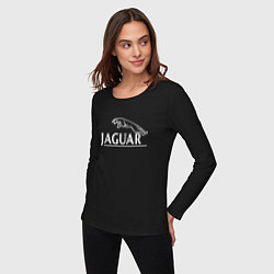 Лонгслив хлопковый женский Jaguar, Ягуар Логотип, цвет: черный — фото 2