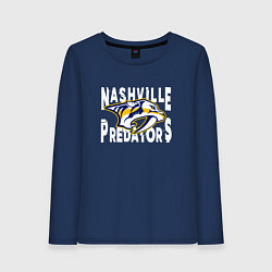 Лонгслив хлопковый женский Nashville Predators, Нэшвилл Предаторз, цвет: тёмно-синий