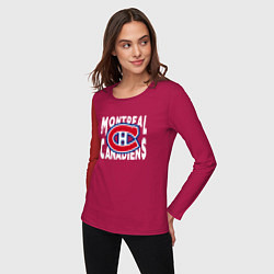 Лонгслив хлопковый женский Монреаль Канадиенс, Montreal Canadiens, цвет: маджента — фото 2