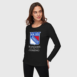 Лонгслив хлопковый женский Rangers are coming, Нью Йорк Рейнджерс, New York R, цвет: черный — фото 2