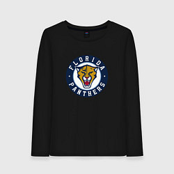 Лонгслив хлопковый женский Florida Panthers Флорида Пантерз Логотип, цвет: черный