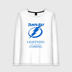 Лонгслив хлопковый женский Tampa Bay Lightning is coming, Тампа Бэй Лайтнинг, цвет: белый