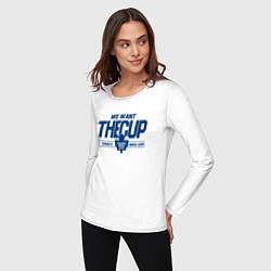 Лонгслив хлопковый женский Toronto Maple Leafs We want the cup Торонто Мейпл, цвет: белый — фото 2