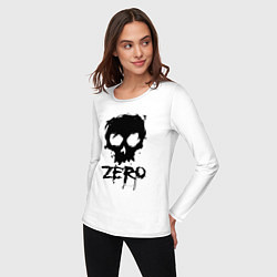 Лонгслив хлопковый женский Zero skull, цвет: белый — фото 2