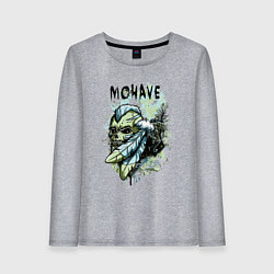 Лонгслив хлопковый женский Череп с ирокезом, цвет: меланж