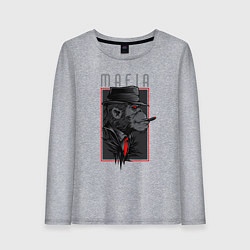 Лонгслив хлопковый женский Обезьяна мафиози, цвет: меланж