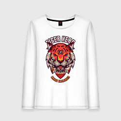 Лонгслив хлопковый женский Тигр робот, цвет: белый