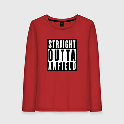 Лонгслив хлопковый женский Liverpool Straight Outta Anfield Ливерпуль, цвет: красный