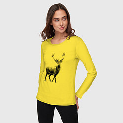 Лонгслив хлопковый женский Черный олень Black Deer, цвет: желтый — фото 2