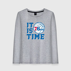 Лонгслив хлопковый женский It Is Philadelphia 76ers Time Филадельфия Севенти, цвет: меланж