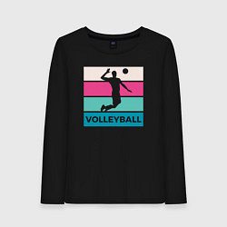 Лонгслив хлопковый женский Volleyball Play, цвет: черный