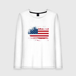 Лонгслив хлопковый женский Американский флаг Stars, цвет: белый
