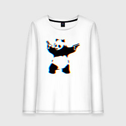 Лонгслив хлопковый женский Banksy Panda with guns - Бэнкси, цвет: белый