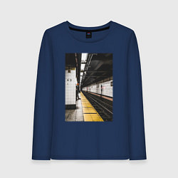 Лонгслив хлопковый женский Метрополитен В Нью-Йорке, цвет: тёмно-синий