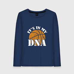 Лонгслив хлопковый женский ДНК Баскетбол, цвет: тёмно-синий
