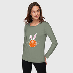 Лонгслив хлопковый женский Basketball Bunny, цвет: авокадо — фото 2