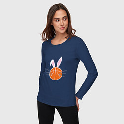 Лонгслив хлопковый женский Basketball Bunny, цвет: тёмно-синий — фото 2