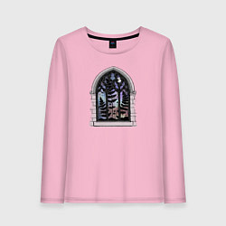 Лонгслив хлопковый женский Папоротник В Окне, цвет: светло-розовый