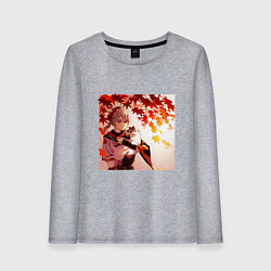 Лонгслив хлопковый женский Каэдэхара Кадзуха с котенком Геншин Импакт, цвет: меланж