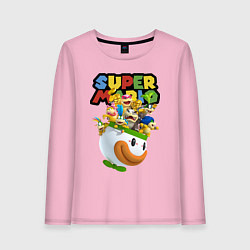 Лонгслив хлопковый женский Компашка персонажей Super Mario, цвет: светло-розовый