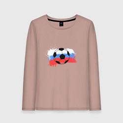 Лонгслив хлопковый женский Футбол - Россия, цвет: пыльно-розовый