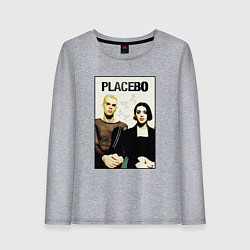 Лонгслив хлопковый женский Placebo рок-группа, цвет: меланж