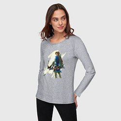 Лонгслив хлопковый женский Link с луком, цвет: меланж — фото 2