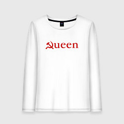 Лонгслив хлопковый женский Queen Серп и Молот Надпись, цвет: белый