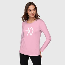 Лонгслив хлопковый женский Логотип exo, цвет: светло-розовый — фото 2