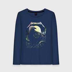 Лонгслив хлопковый женский Metallica Raven & Skull, цвет: тёмно-синий