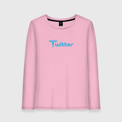 Лонгслив хлопковый женский Твиттер и Тесла Илон Маск купил Твиттер, цвет: светло-розовый