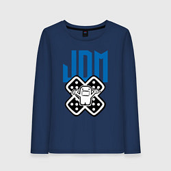 Лонгслив хлопковый женский JDM Japan Hero, цвет: тёмно-синий