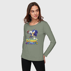 Лонгслив хлопковый женский Sonic Colours Hedgehog Video game, цвет: авокадо — фото 2