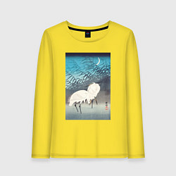 Лонгслив хлопковый женский Egrets and Reeds in Moonlight, цвет: желтый