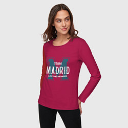 Лонгслив хлопковый женский Team Madrid, цвет: маджента — фото 2