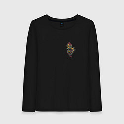 Лонгслив хлопковый женский Зелёный китайский дракон Lun, цвет: черный