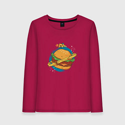 Лонгслив хлопковый женский Бургер Планета Planet Burger, цвет: маджента
