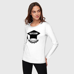 Лонгслив хлопковый женский Выпускник!, цвет: белый — фото 2