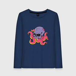 Лонгслив хлопковый женский Skull Octopus, цвет: тёмно-синий