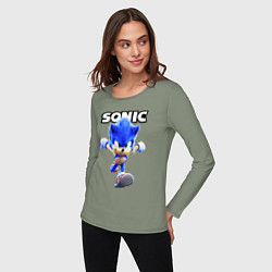 Лонгслив хлопковый женский Sonic the Hedgehog 2, цвет: авокадо — фото 2
