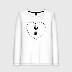 Лонгслив хлопковый женский Лого Tottenham в сердечке, цвет: белый