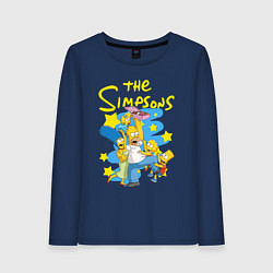 Лонгслив хлопковый женский The SimpsonsСемейка Симпсонов, цвет: тёмно-синий