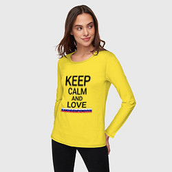 Лонгслив хлопковый женский Keep calm Lakhdenpokhya Лахденпохья, цвет: желтый — фото 2