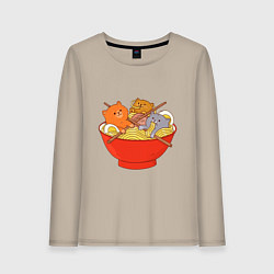 Женский лонгслив THREE CATS EATING NOODLES