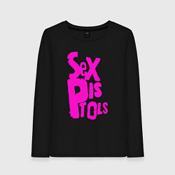 Лонгслив хлопковый женский Огромная надпись Sex Pistols, цвет: черный
