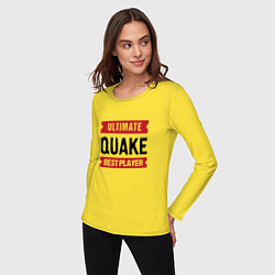 Лонгслив хлопковый женский Quake: таблички Ultimate и Best Player, цвет: желтый — фото 2