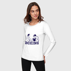 Лонгслив хлопковый женский Бокс Boxing is cool, цвет: белый — фото 2